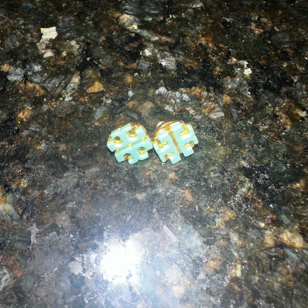 Tory Burch Gold and Teal Earrings